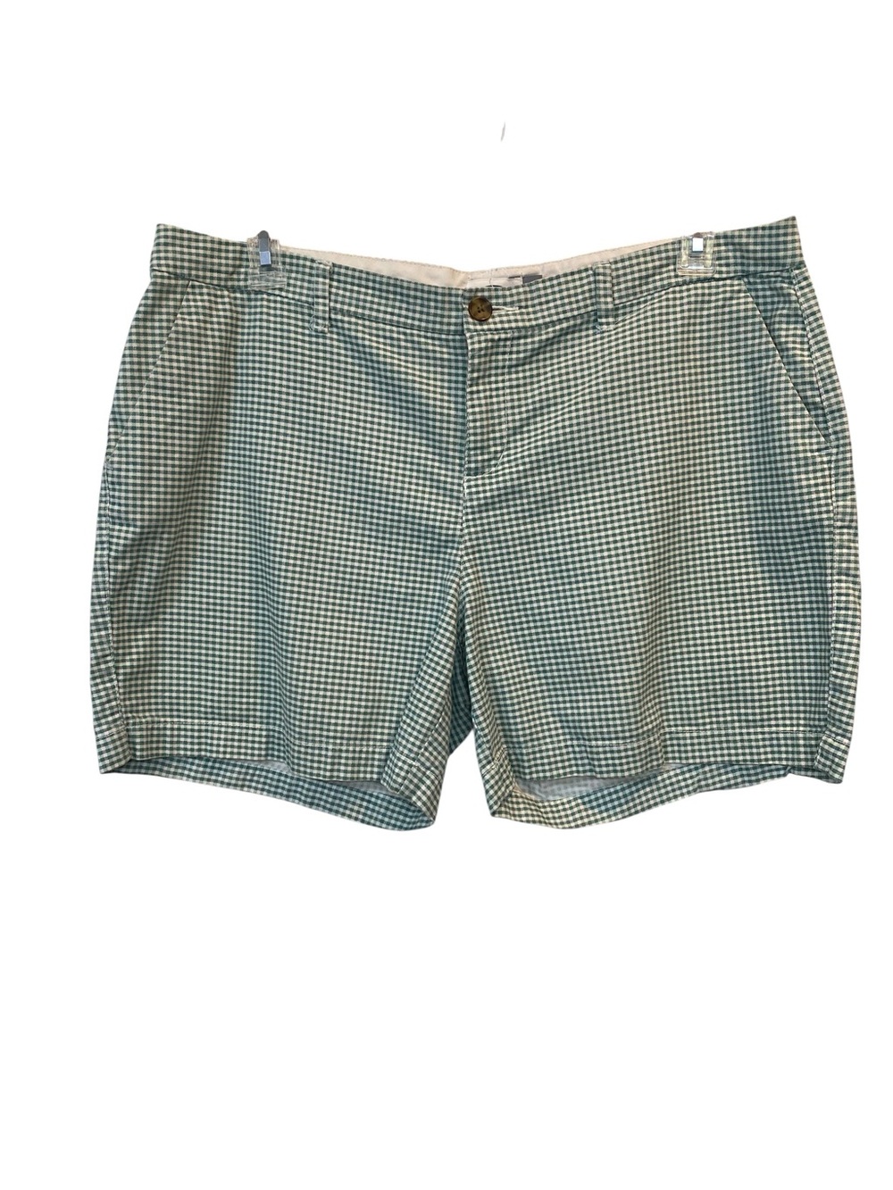 Old Navy Women's size 14 Green Gingham mid rise Cotton Shorts